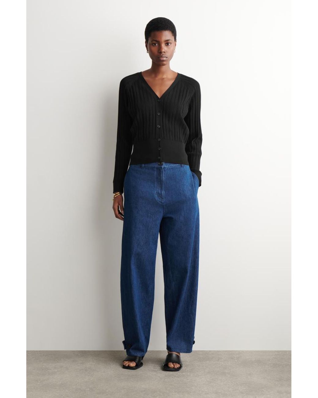 COS Black Pointelle-Knit Cotton Cardigan
