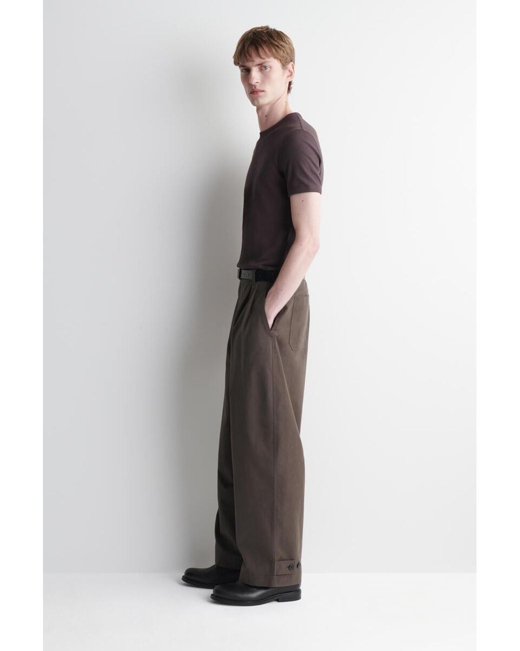COS Brown Cotton Relaxed-Fit Barrel-Leg Utility Pants for men