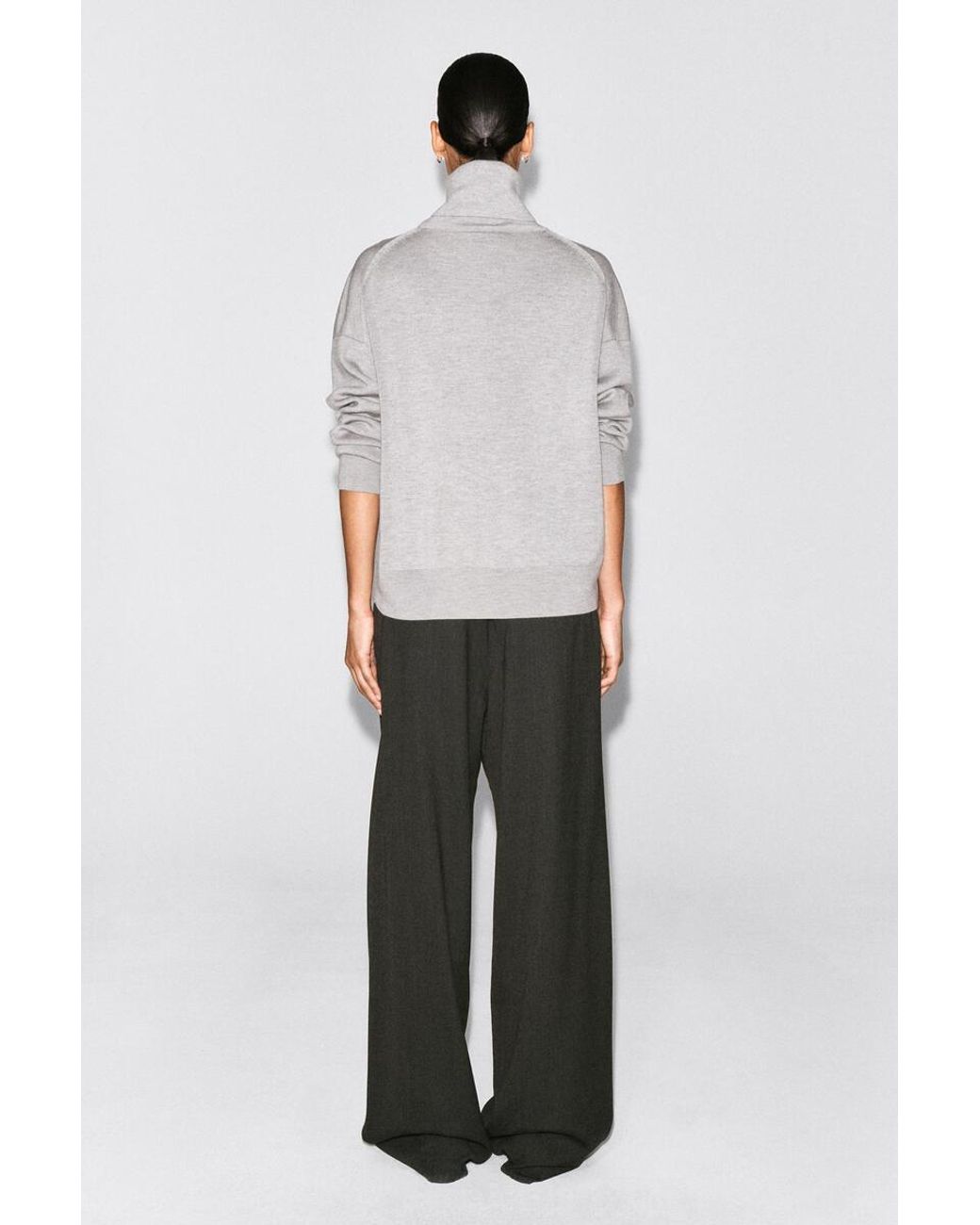 COS Gray Merino Wool Roll-Neck Sweater