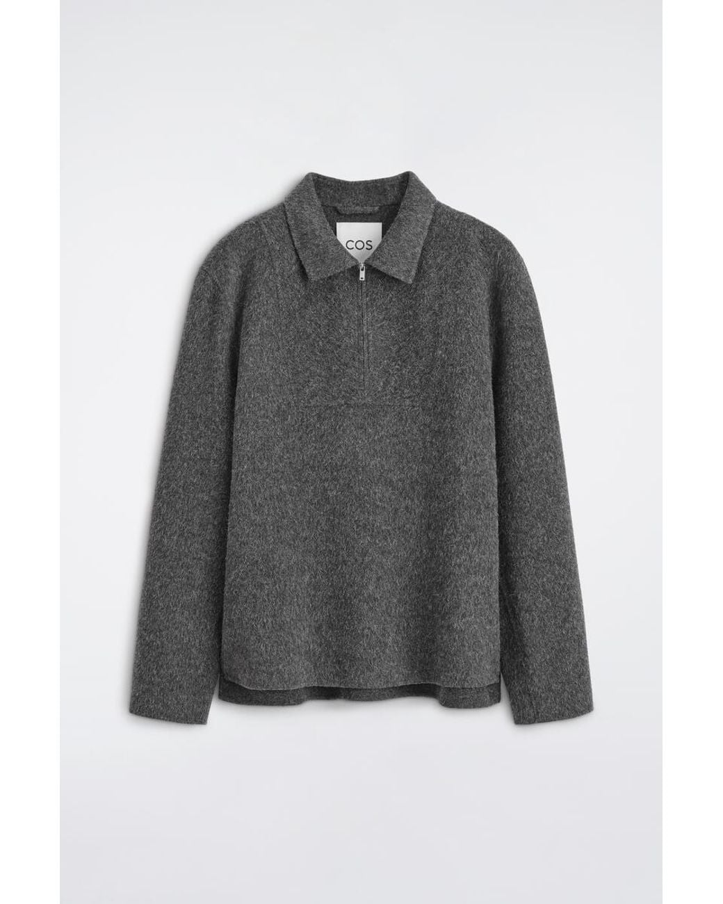COS Gray Double-Faced Wool-Blend Zip-Up Overshirt for men