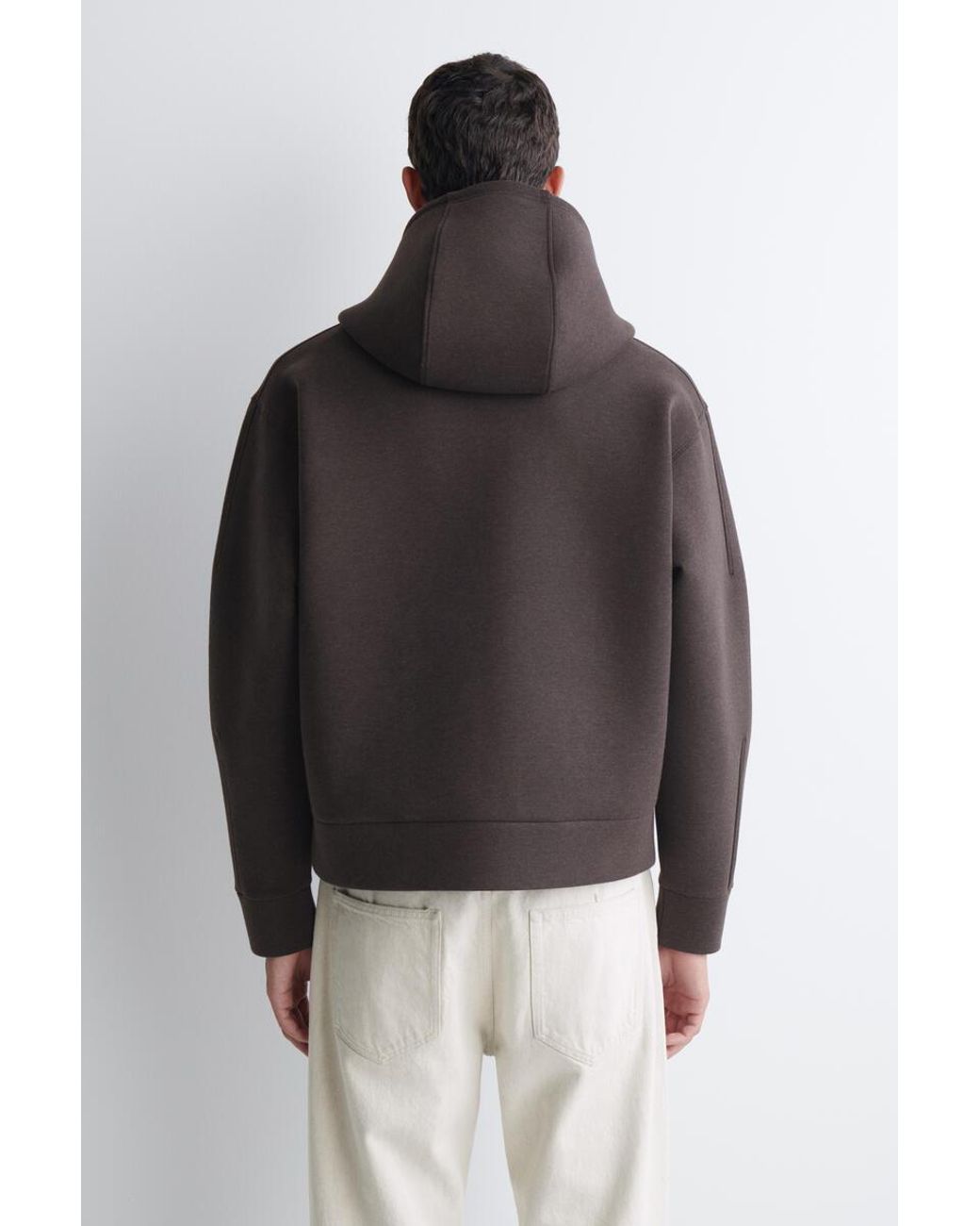 COS Brown Oversized Scuba-Jersey Zip-Up Hoodie for men