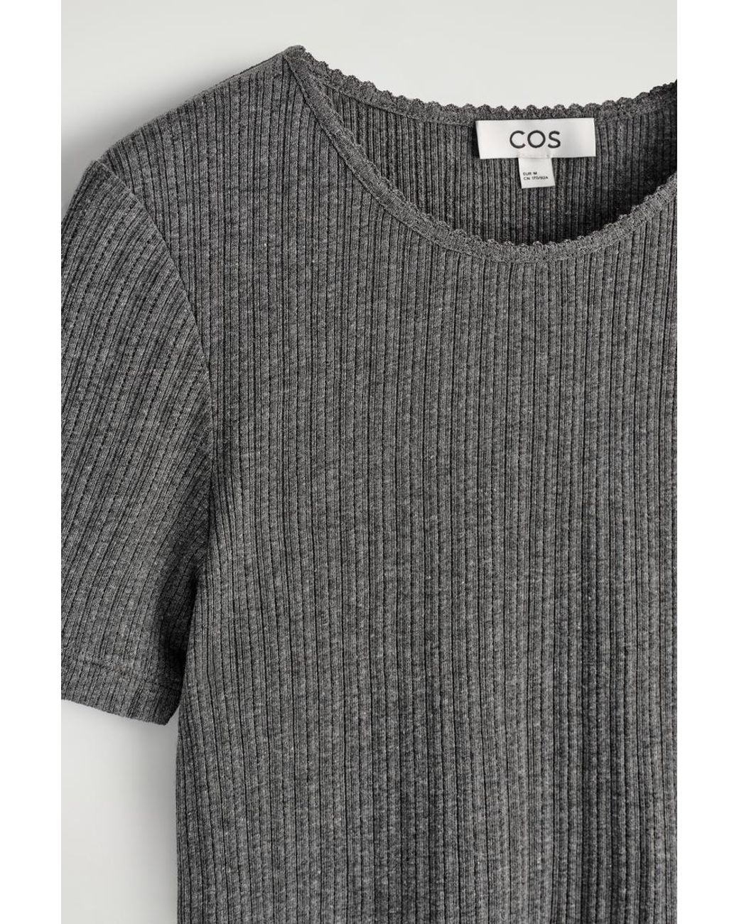 COS Gray Pointelle-Knit T-Shirt