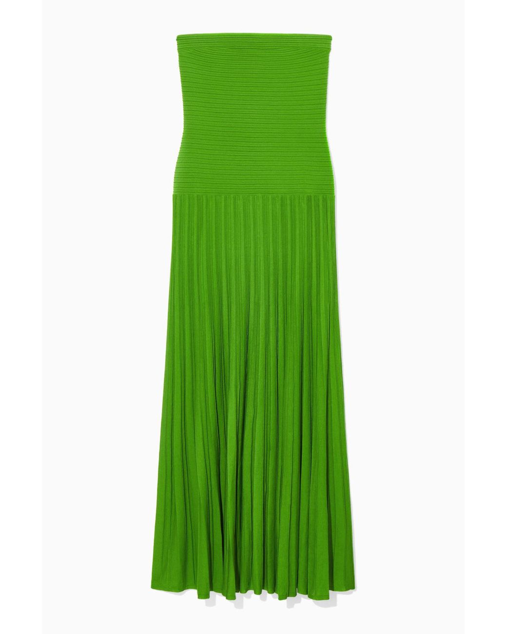 COS Knitted Bandeau Maxi Dress in Green