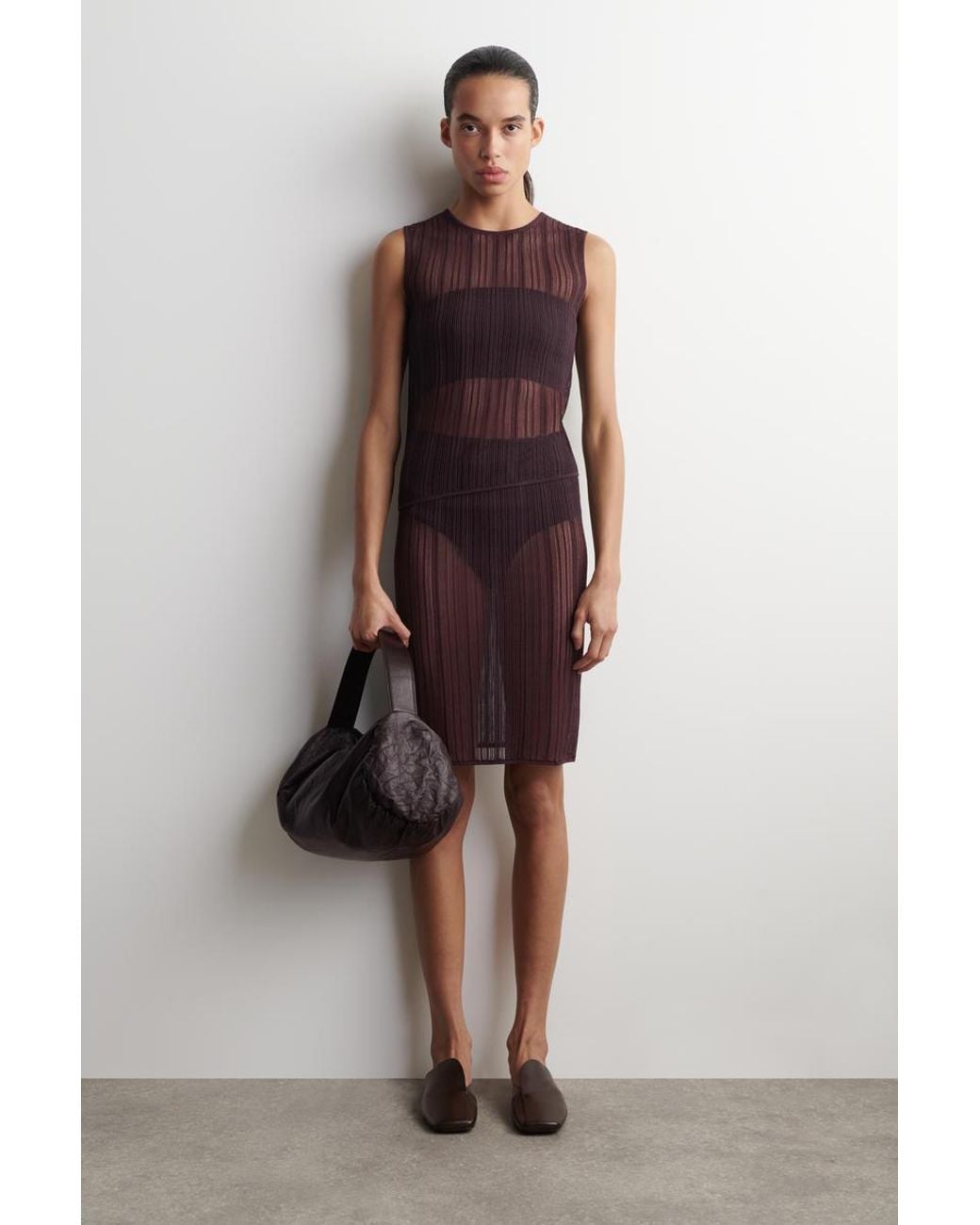 COS Purple Sheer Lace-Knit Tank Top