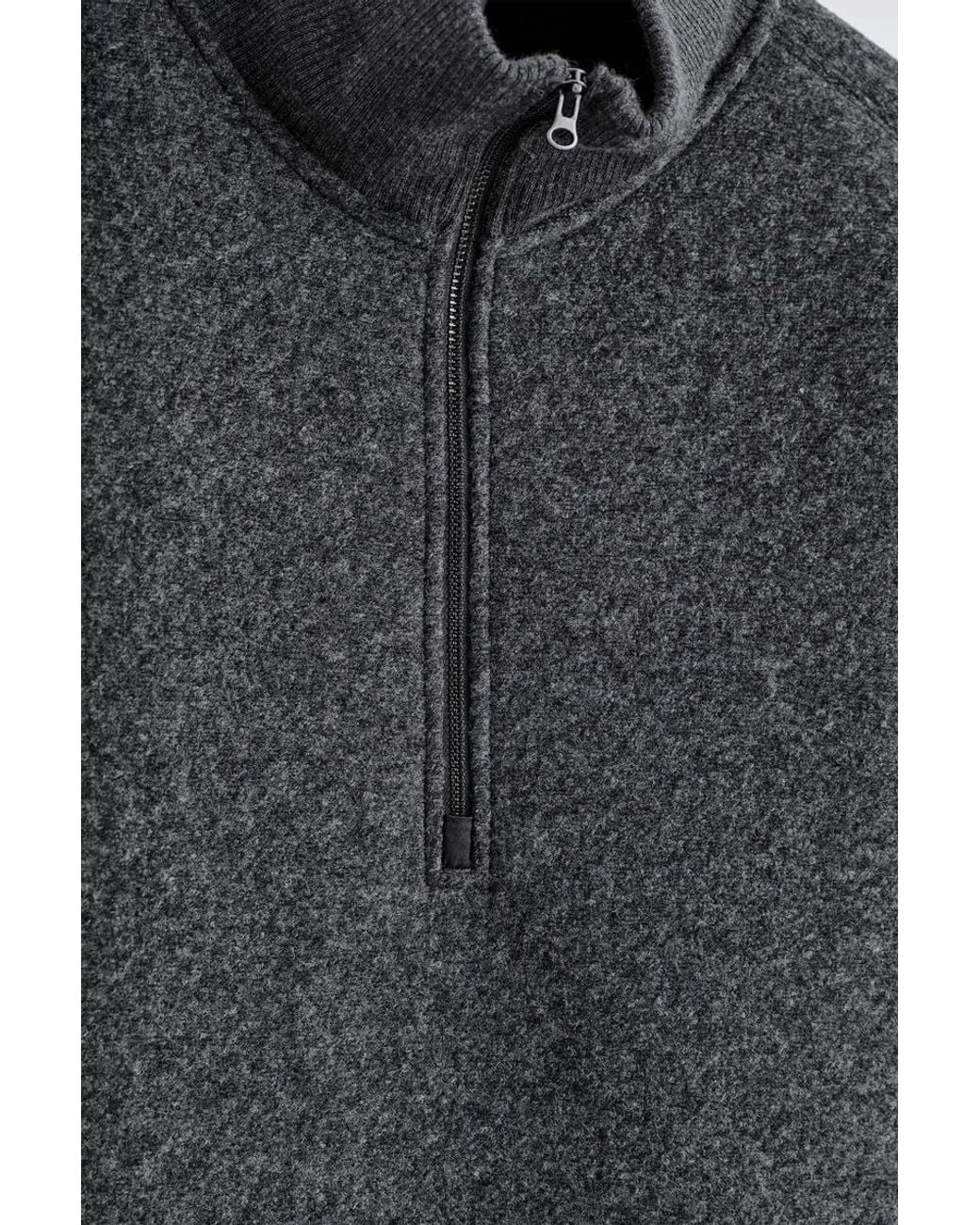 COS Black Oversized Felted-Scuba Mock-Neck Sweater for men