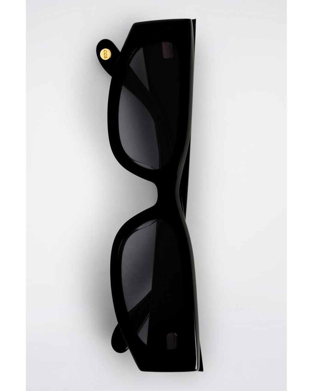 COS Black Slim Rectangular Sunglasses