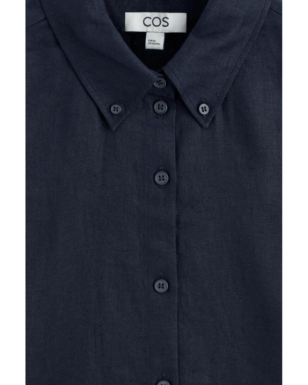 COS Blue Button-Down Collar Linen Shirt
