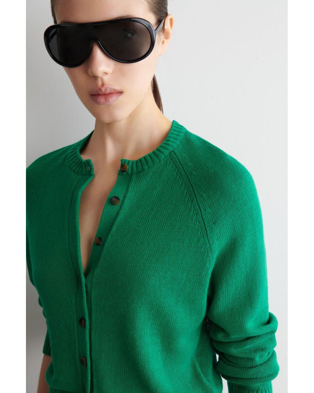 COS Green Knitted Linen Cardigan
