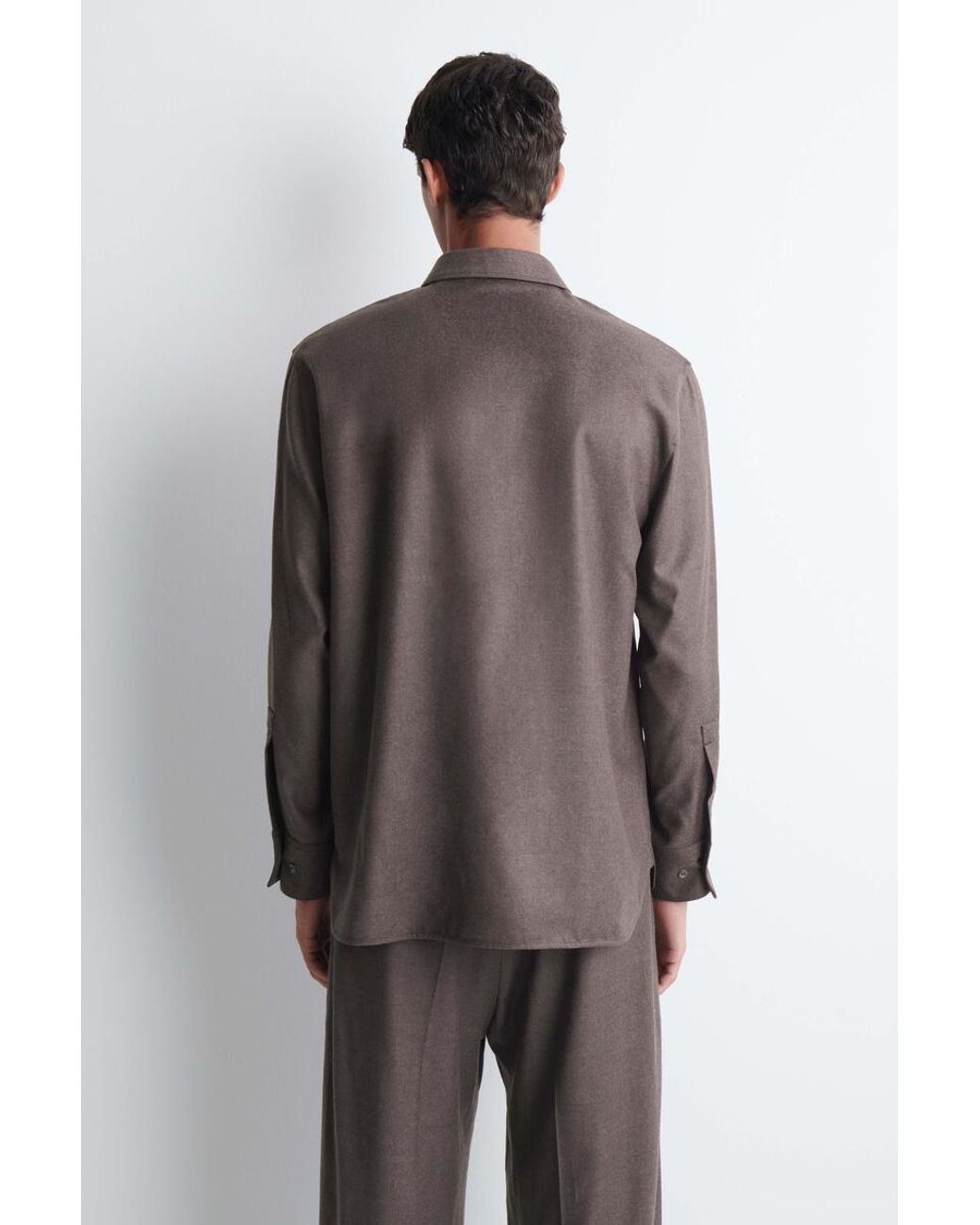 COS Brown Wool-Flannel Button-Down Collar Shirt for men