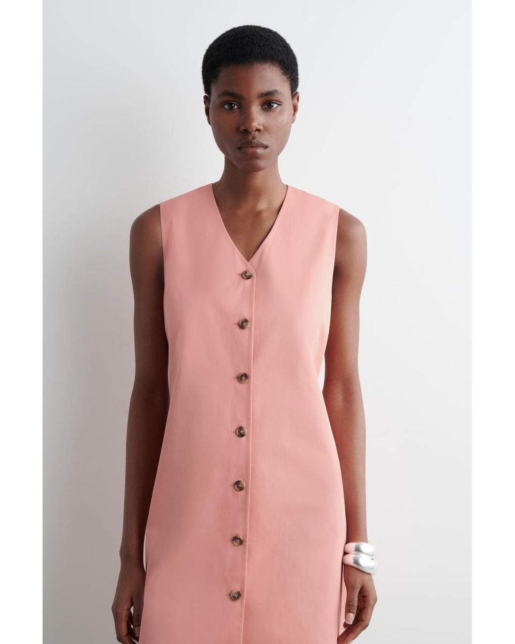 chinese dress ladies Coconut Sleeveless Button Down Mini Dress main image 1