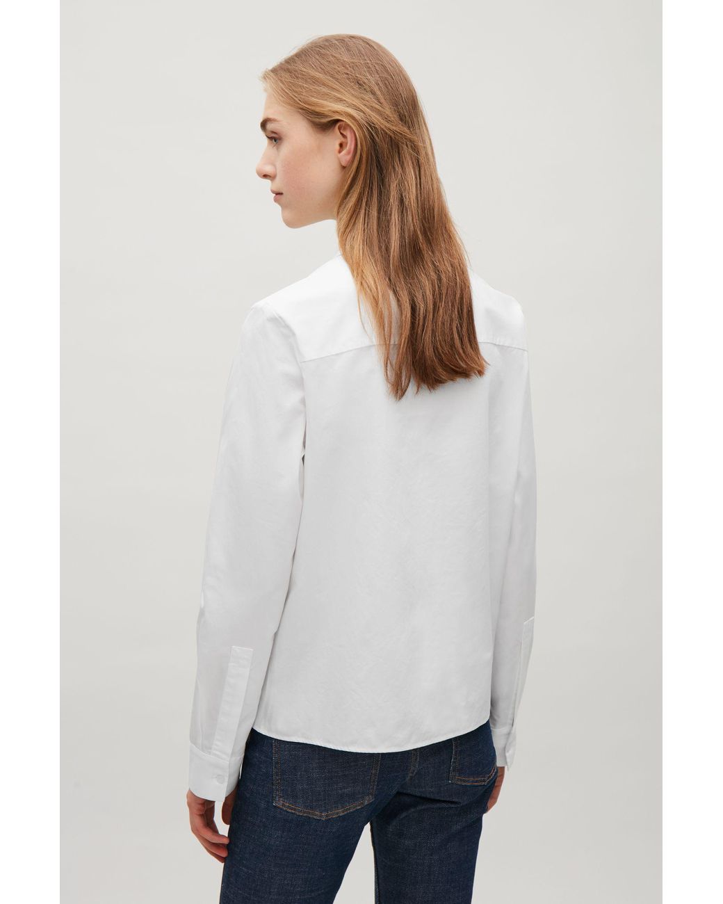 COS Round-collar Shirt in White | Lyst