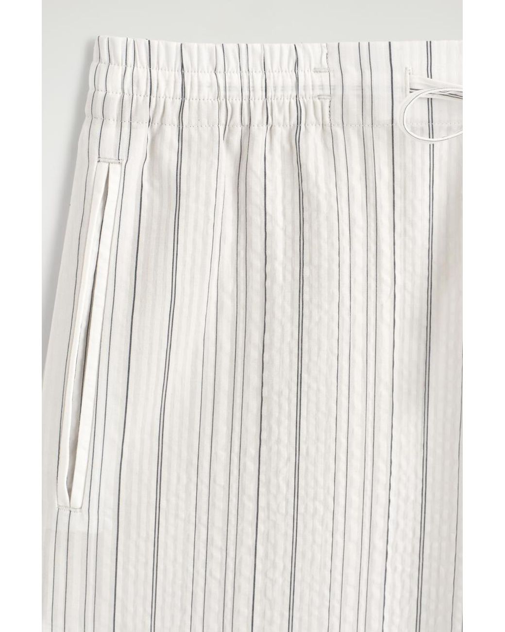 COS White Seersucker Relaxed-Fit Straight-Leg Trousers for men