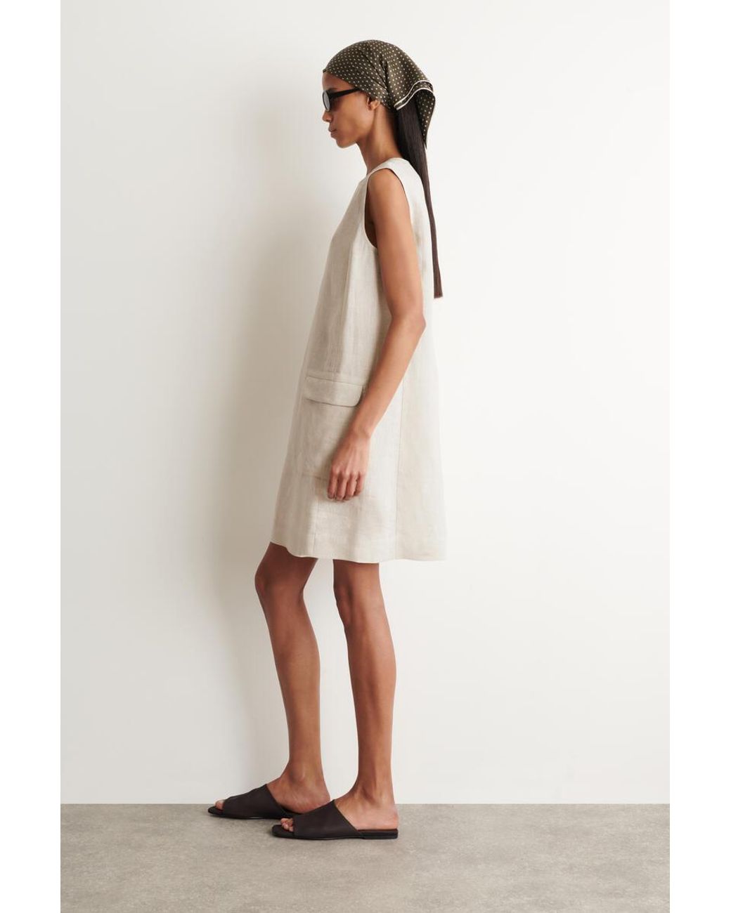 COS Natural Linen Mini Shift Dress