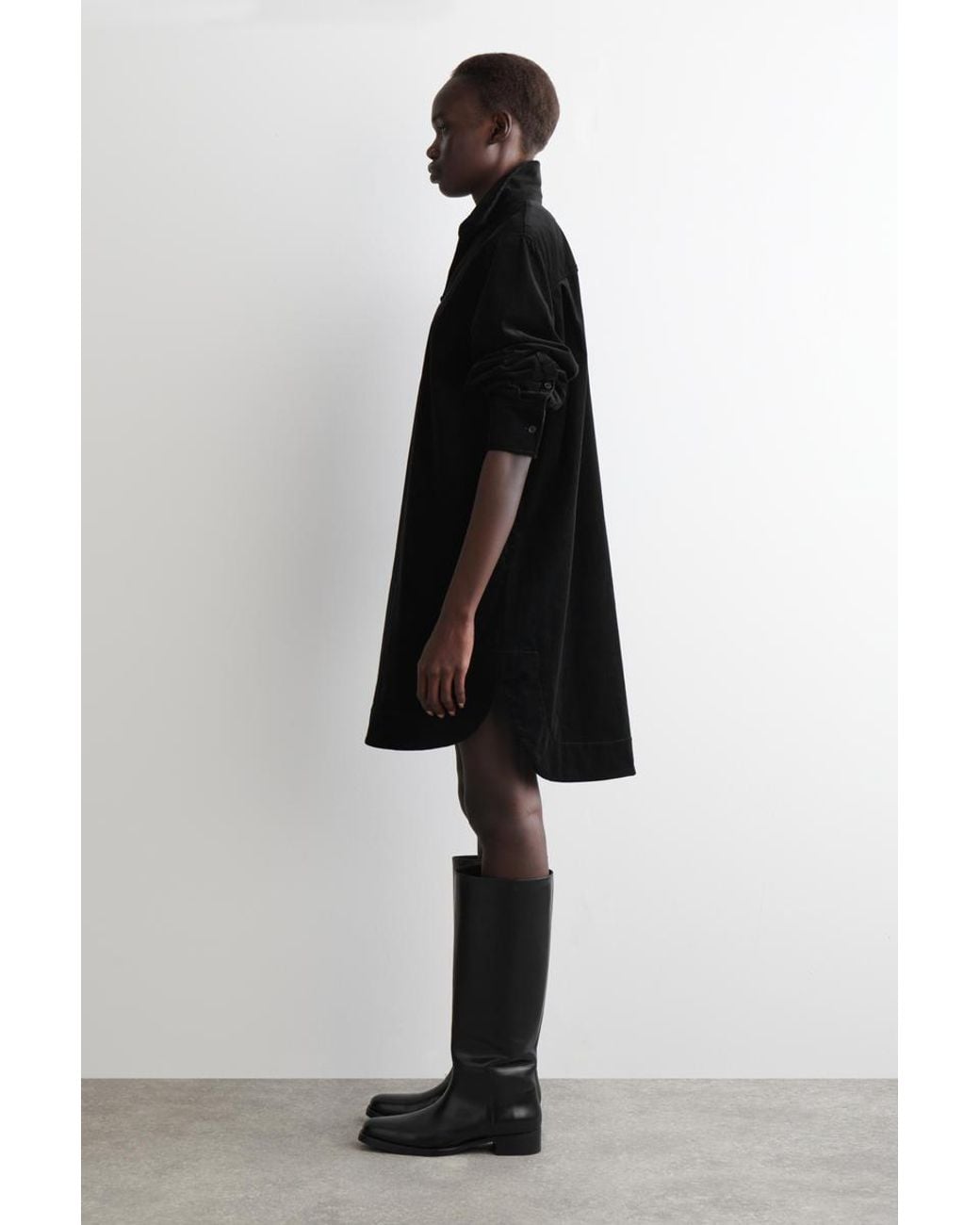 cos leather shirt dress Gathered Washed-silk Midi Shirt Dress