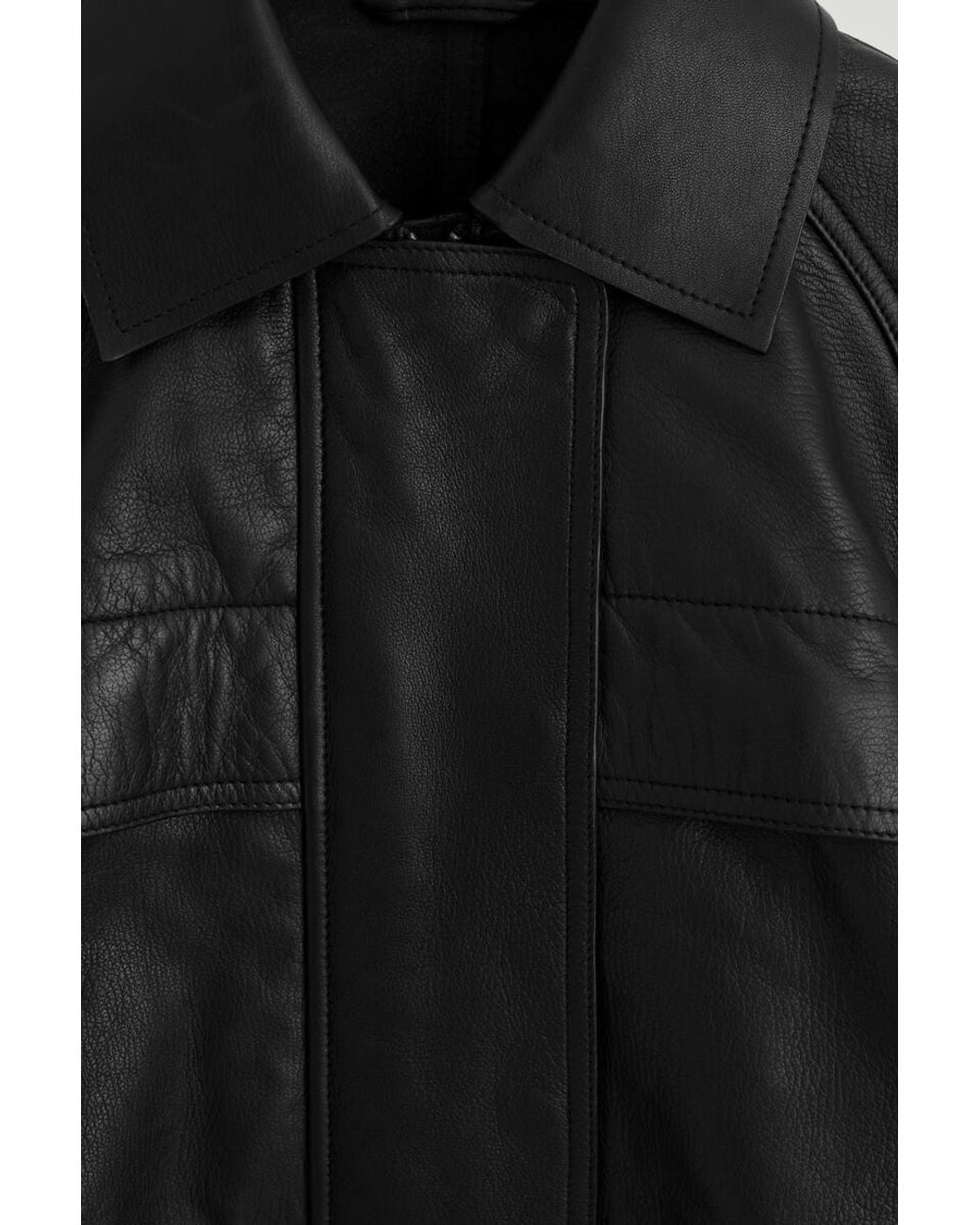 COS Black Leather Workwear Jacket