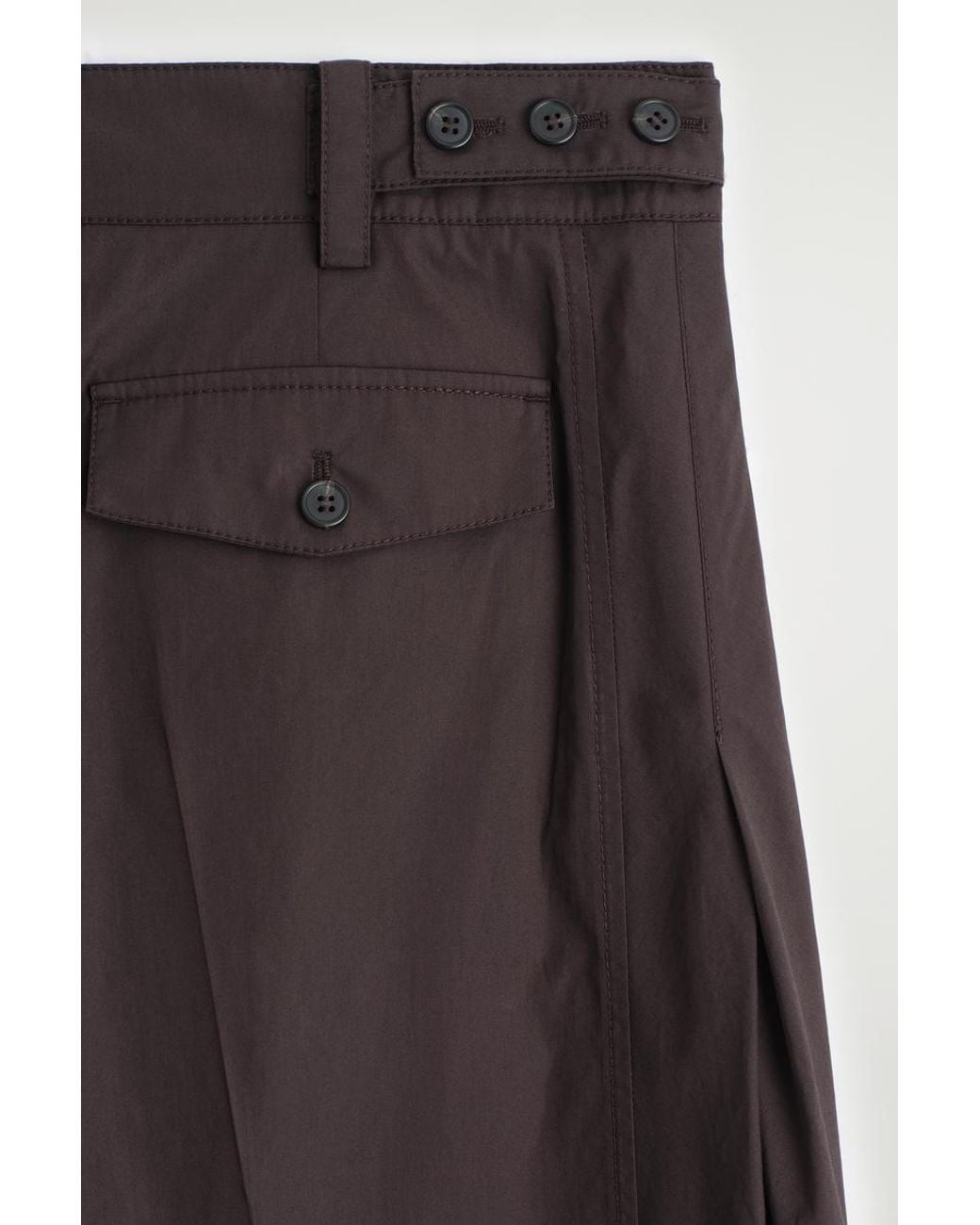 COS Gray Pleated Cotton Barrel-Leg Trousers