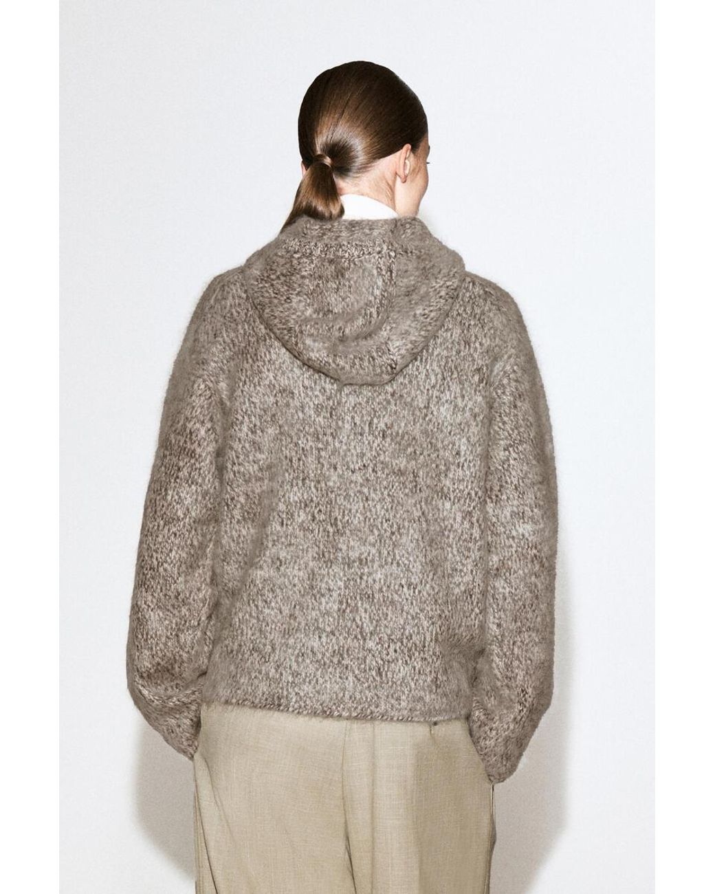 COS Natural Chunky Brushed-Cashmere Hoodie
