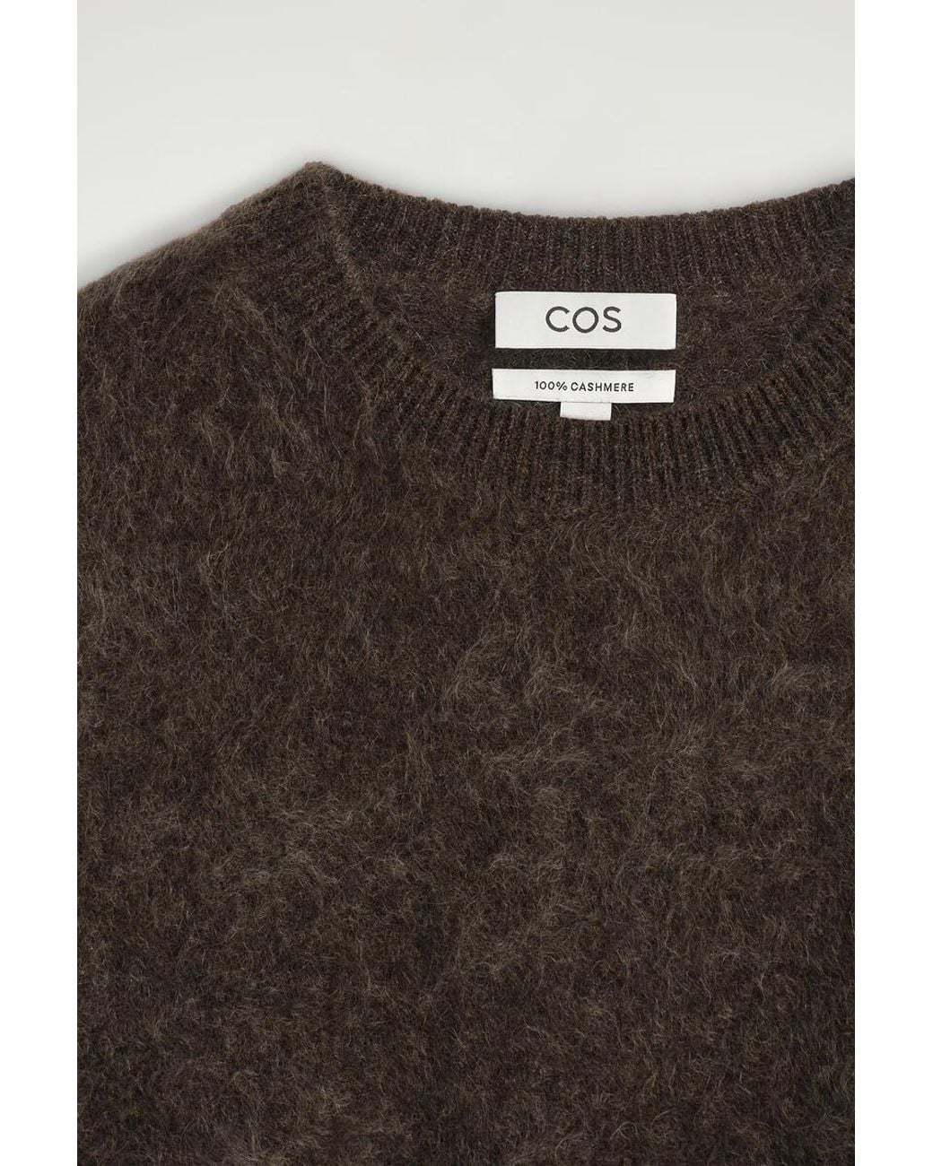 COS Brown Brushed-Cashmere Crew-Neck Sweater