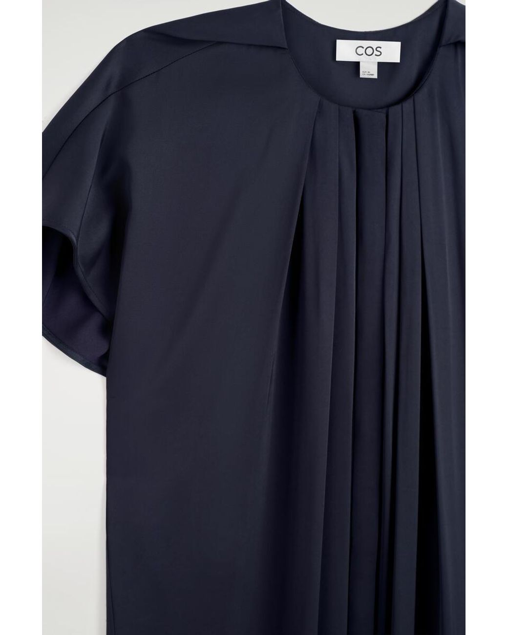 COS Blue Pleated Satin Midi Dress