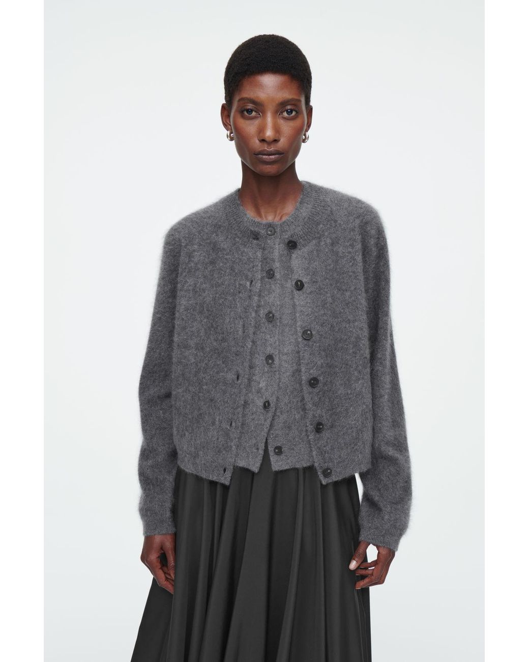 COS Pure Brushed-cashmere Cardigan in Gray | Lyst