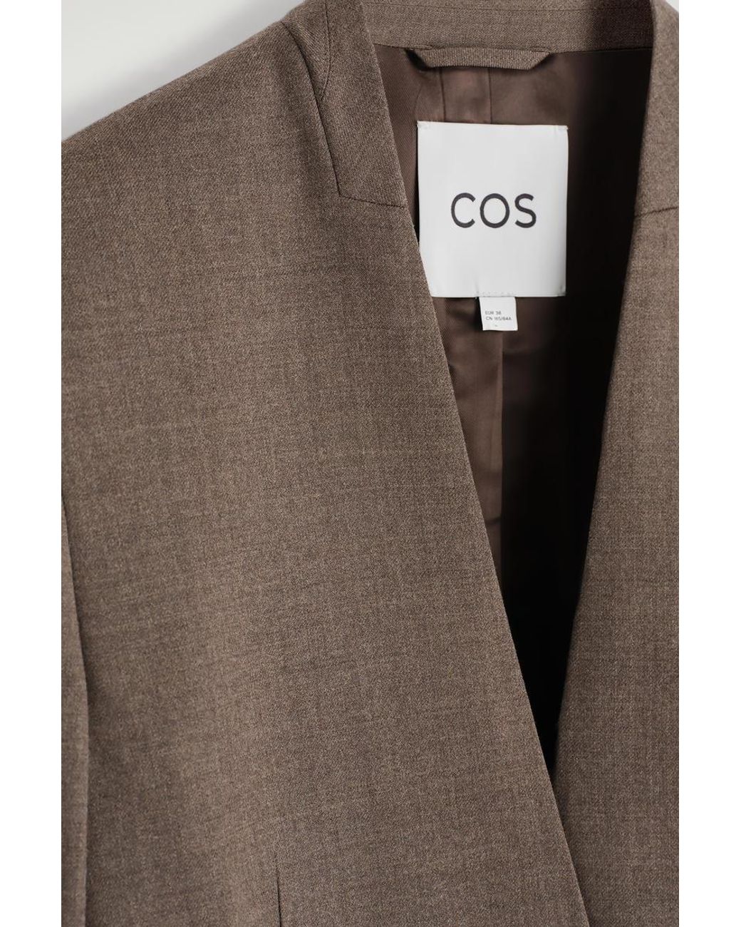 COS Brown Collarless Wool-Blend Blazer