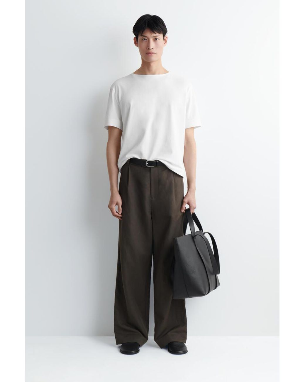 COS White Boat-Neck Cotton T-Shirt for men