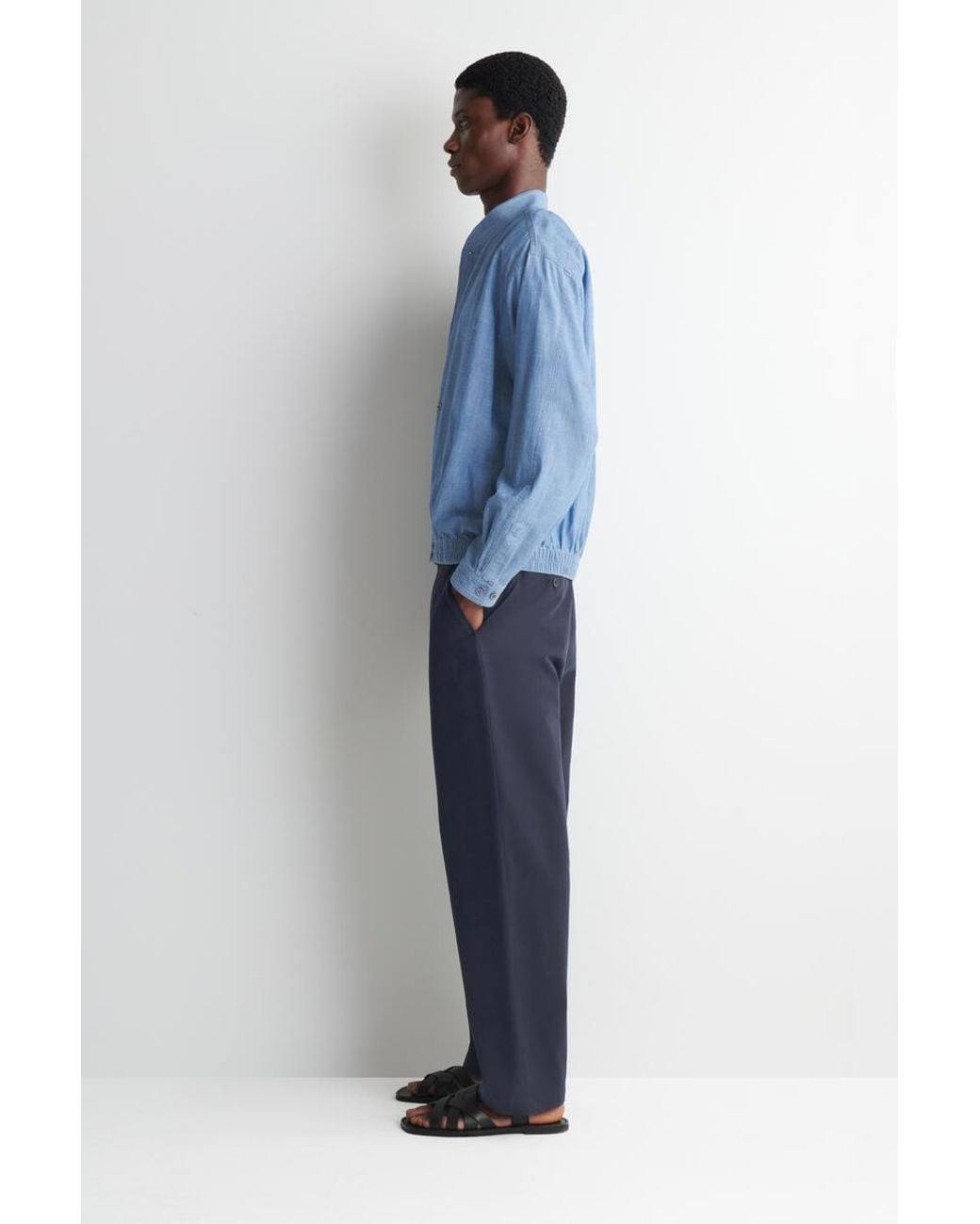 COS Blue Bomber-Style Denim Shirt for men