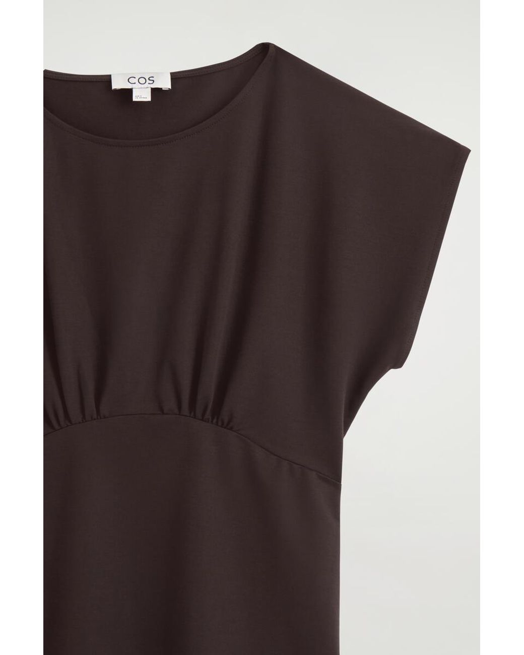 COS Brown Sculpted Gathered Jersey Midi Dress