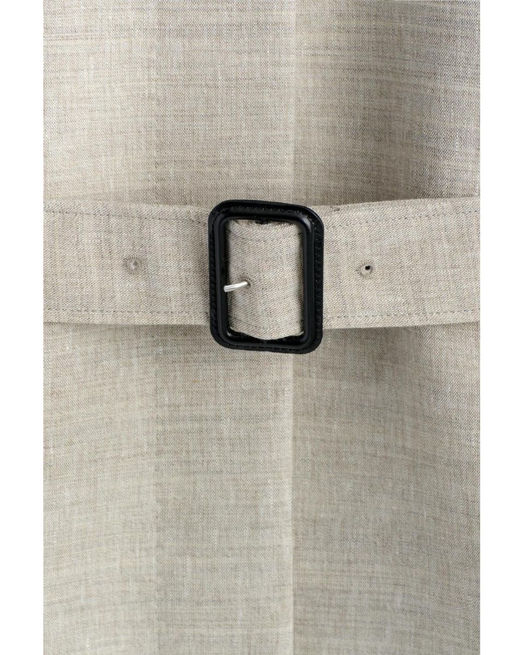 COS Gray Linen-Wool Long Trench Coat