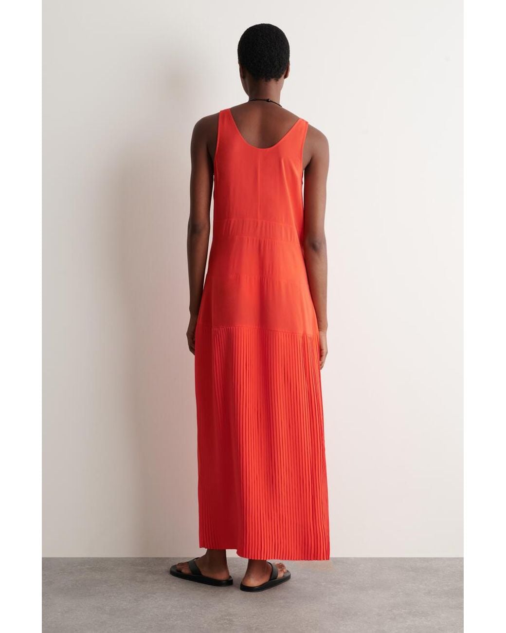 COS Gathered Pleated V-Neck Maxi Dress