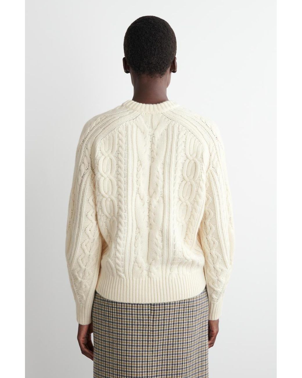 COS Natural Cable-Knit Wool-Cashmere Sweater