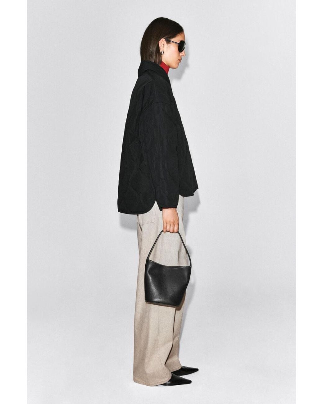 COS Black Shawl-Collar Quilted Jacket