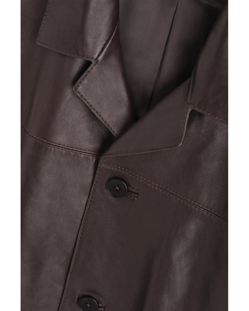 COS Brown Leather Blazer Bomber Jacket for men