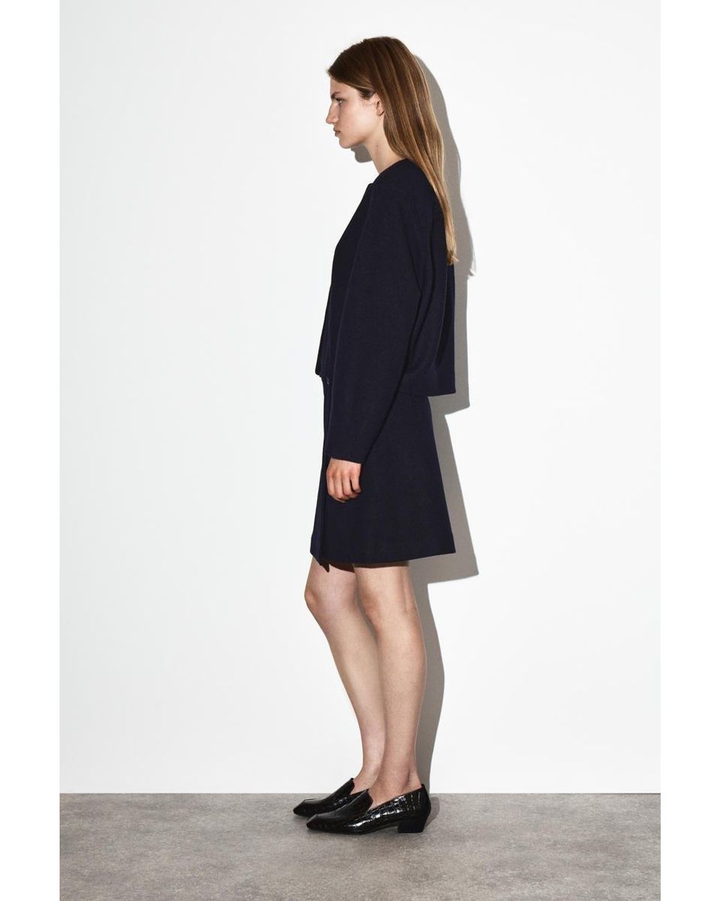 COS Blue Boiled Merino Wool Mini Skirt