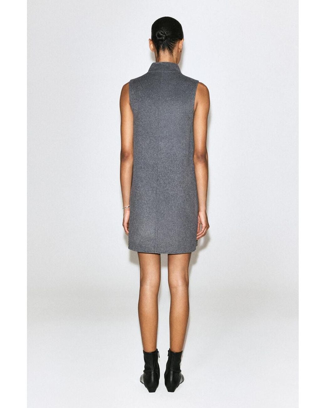 COS Blue Double-Faced Wool-Blend Mini Dress