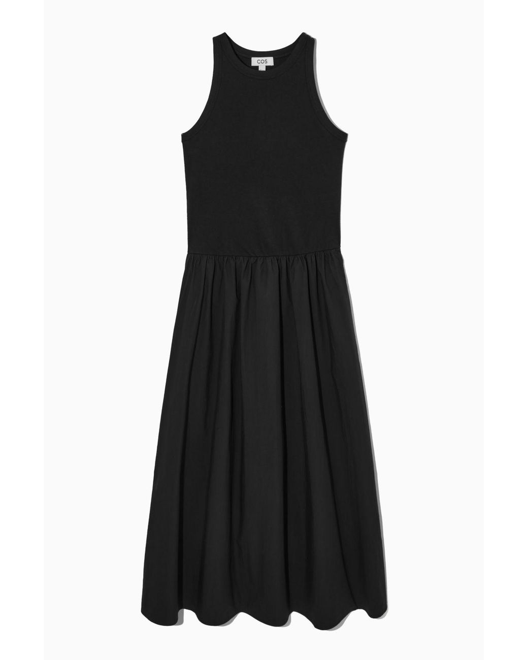 COS Contrast-panel Midi Dress in Black | Lyst