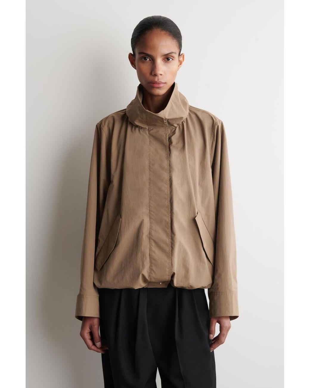 COS Natural Nylon Funnel-Neck Jacket