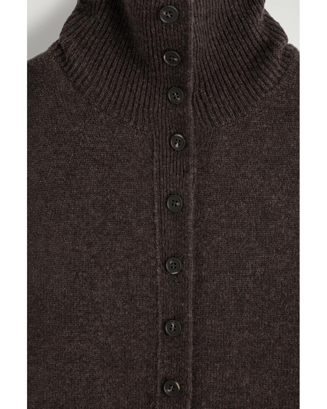 COS Black Sculpted Pure Cashmere Funnel-Neck Cardigan