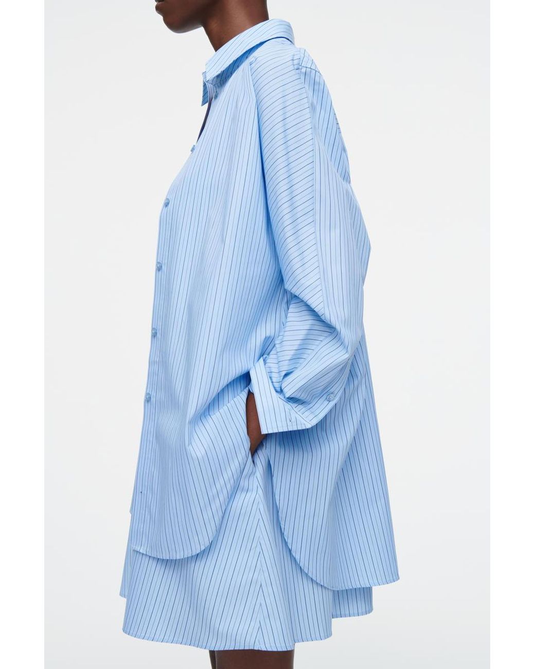 COS Layered Striped Trapeze Shirt Dress in Blue | Lyst