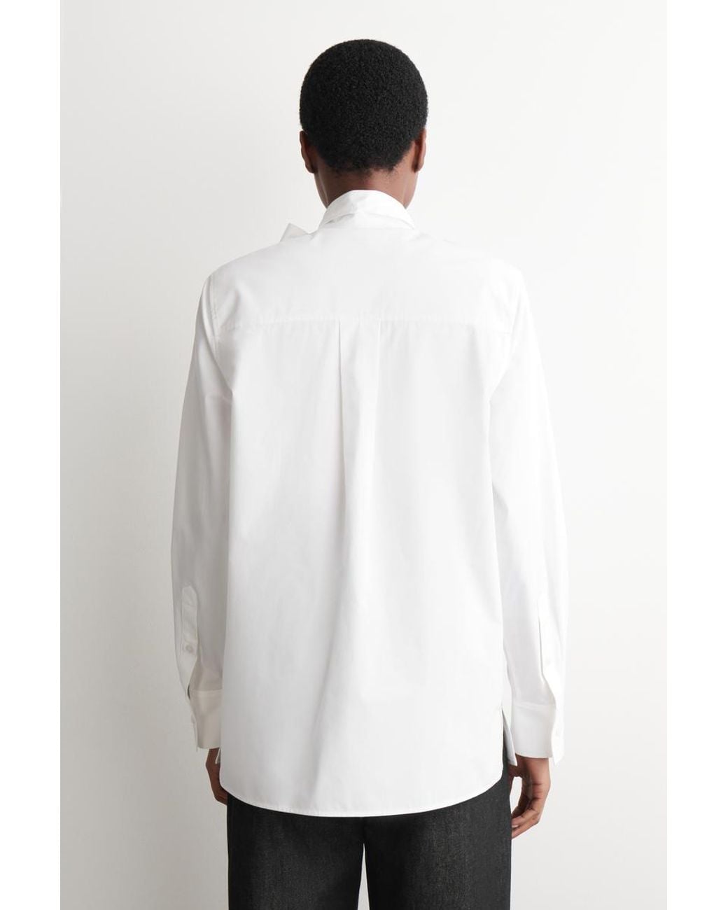 COS White Bow-Detail Cotton Blouse