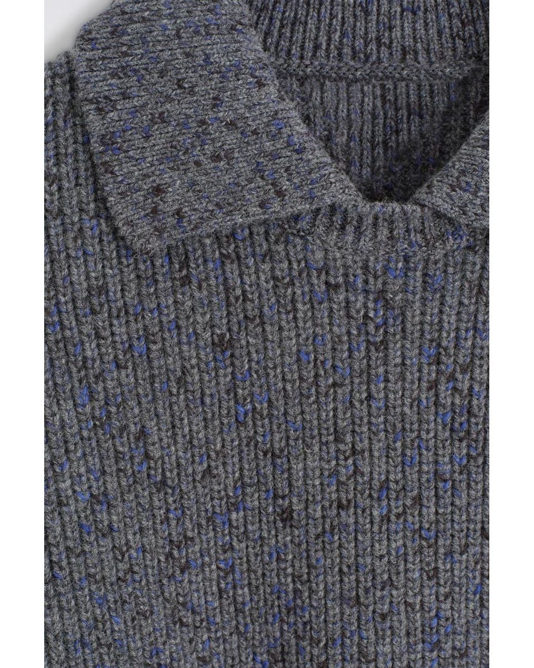 COS Gray Donegal-Effect Wool-Cotton Polo Jumper for men