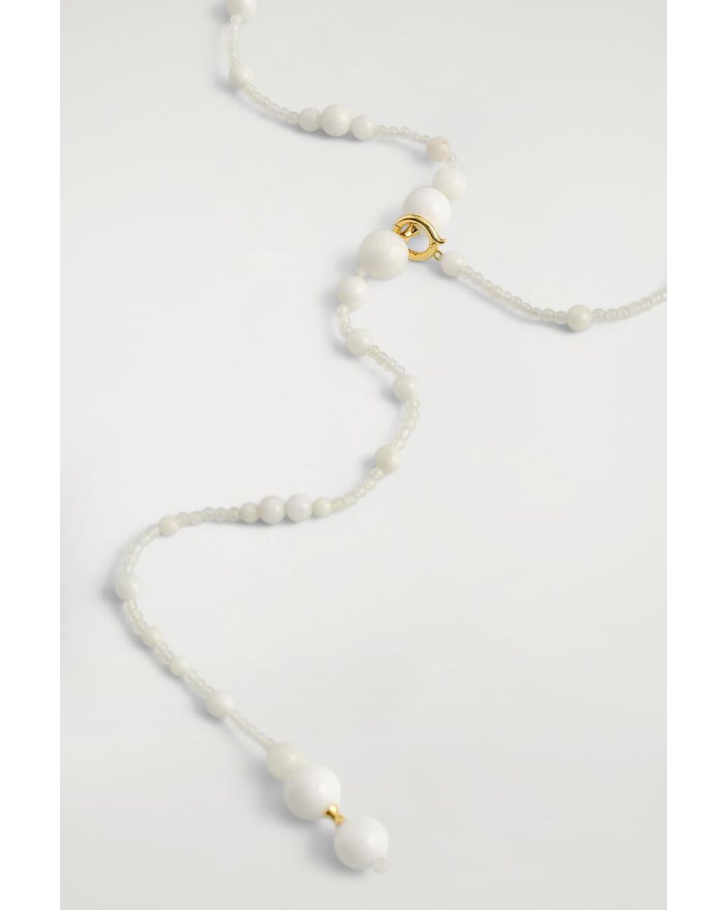 COS White Beaded Jade Necklace