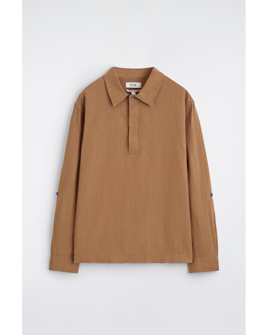 COS Black Linen Popover Shirt for men