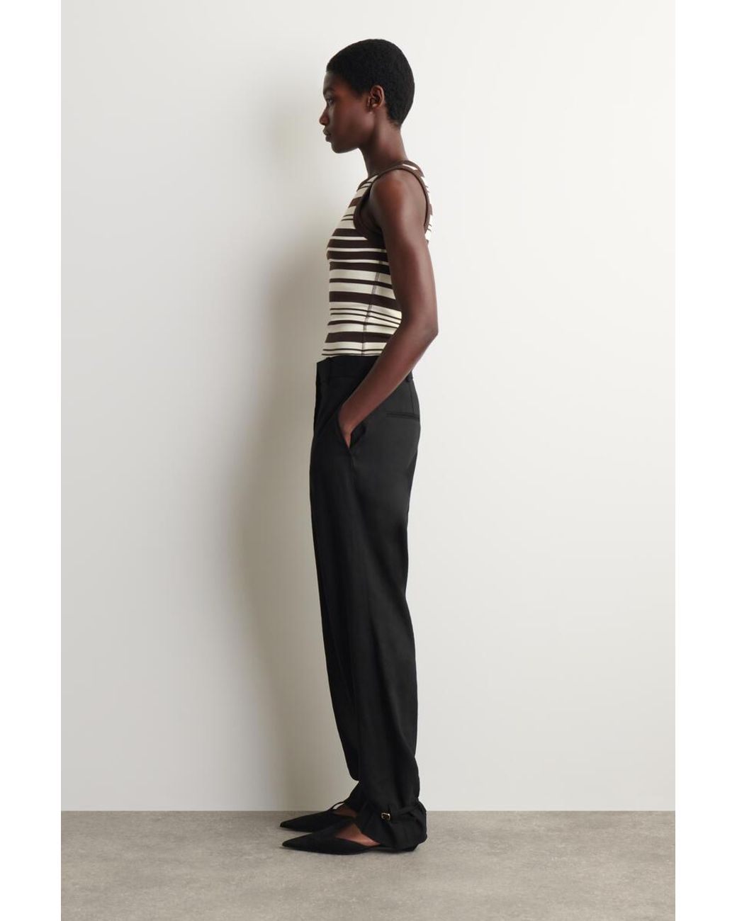 COS Brown Ribbed Cotton Tank Top