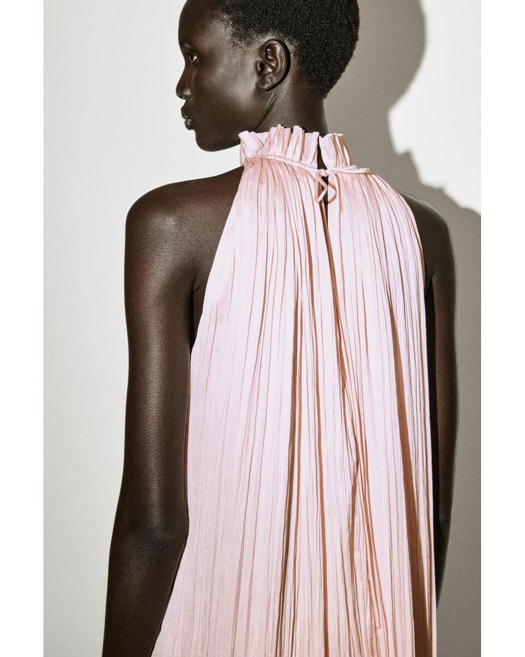 COS Pink Crinkled-Satin Midi Dress