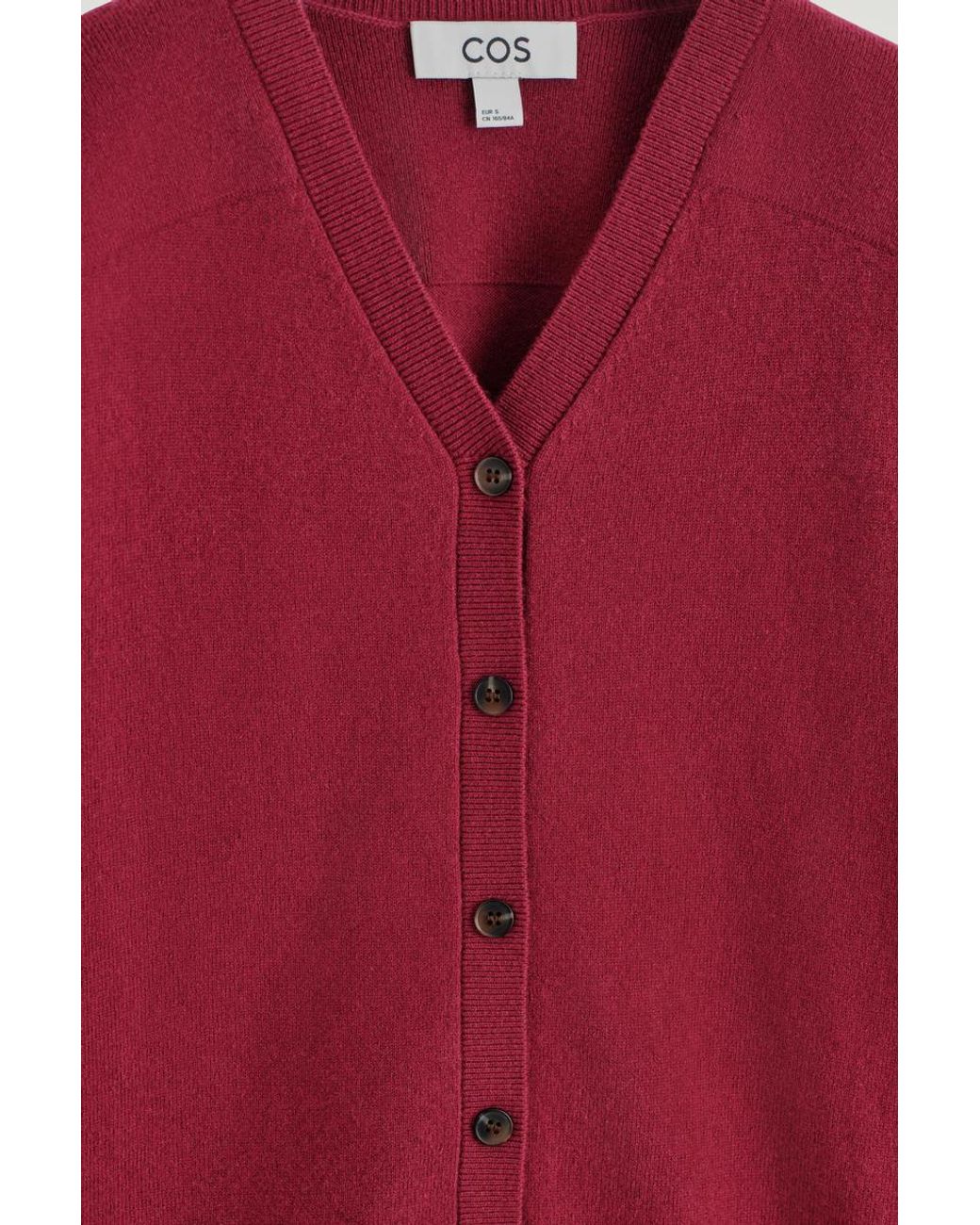 COS Red Merino Wool V-Neck Cardigan