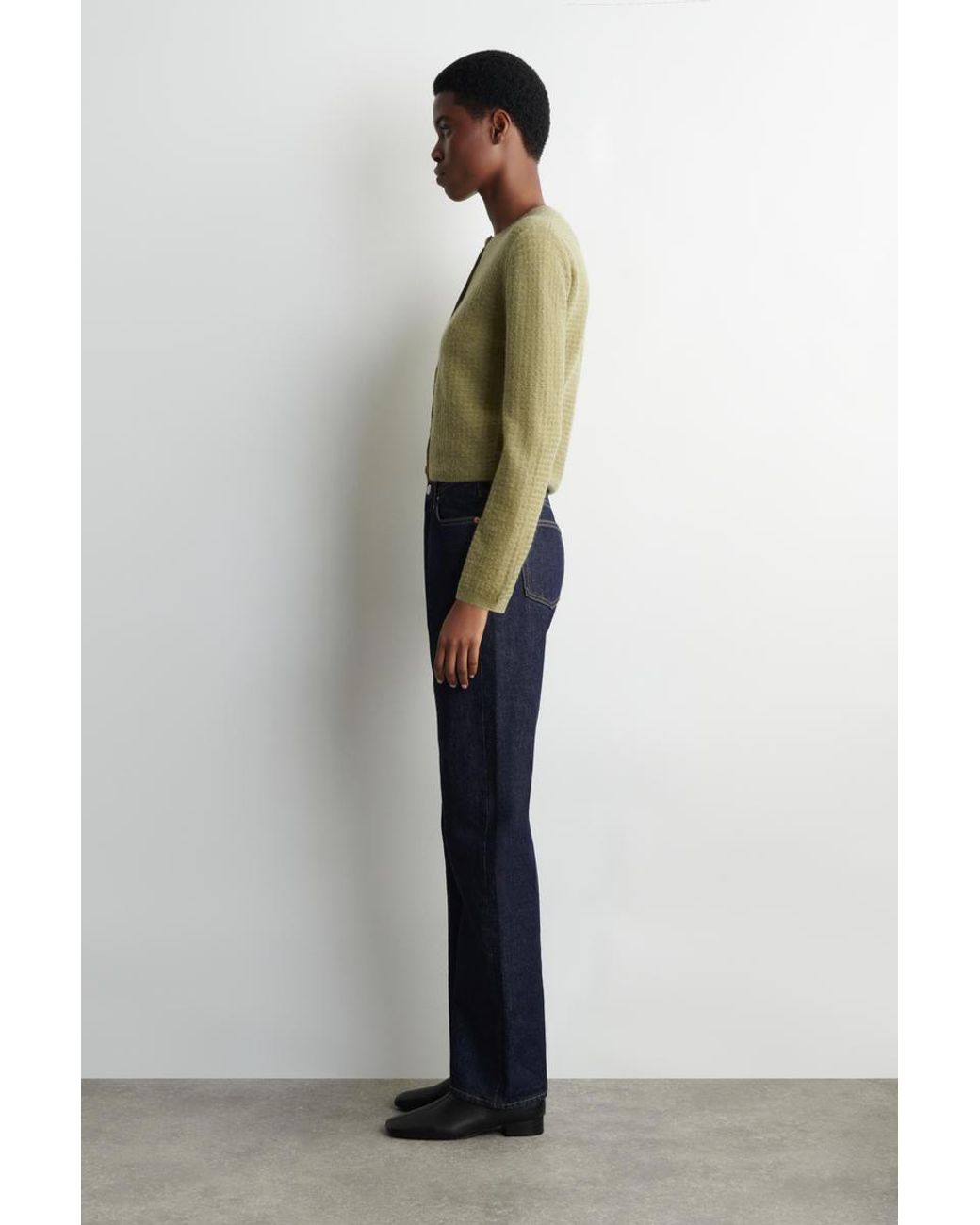 COS Green Zigzag-Knit Mohair-Blend Cardigan