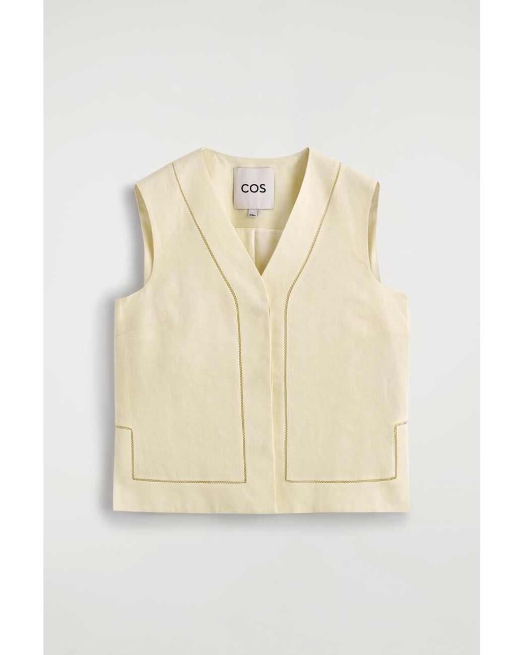 COS Natural Embroidered-Detail Linen Waistcoat