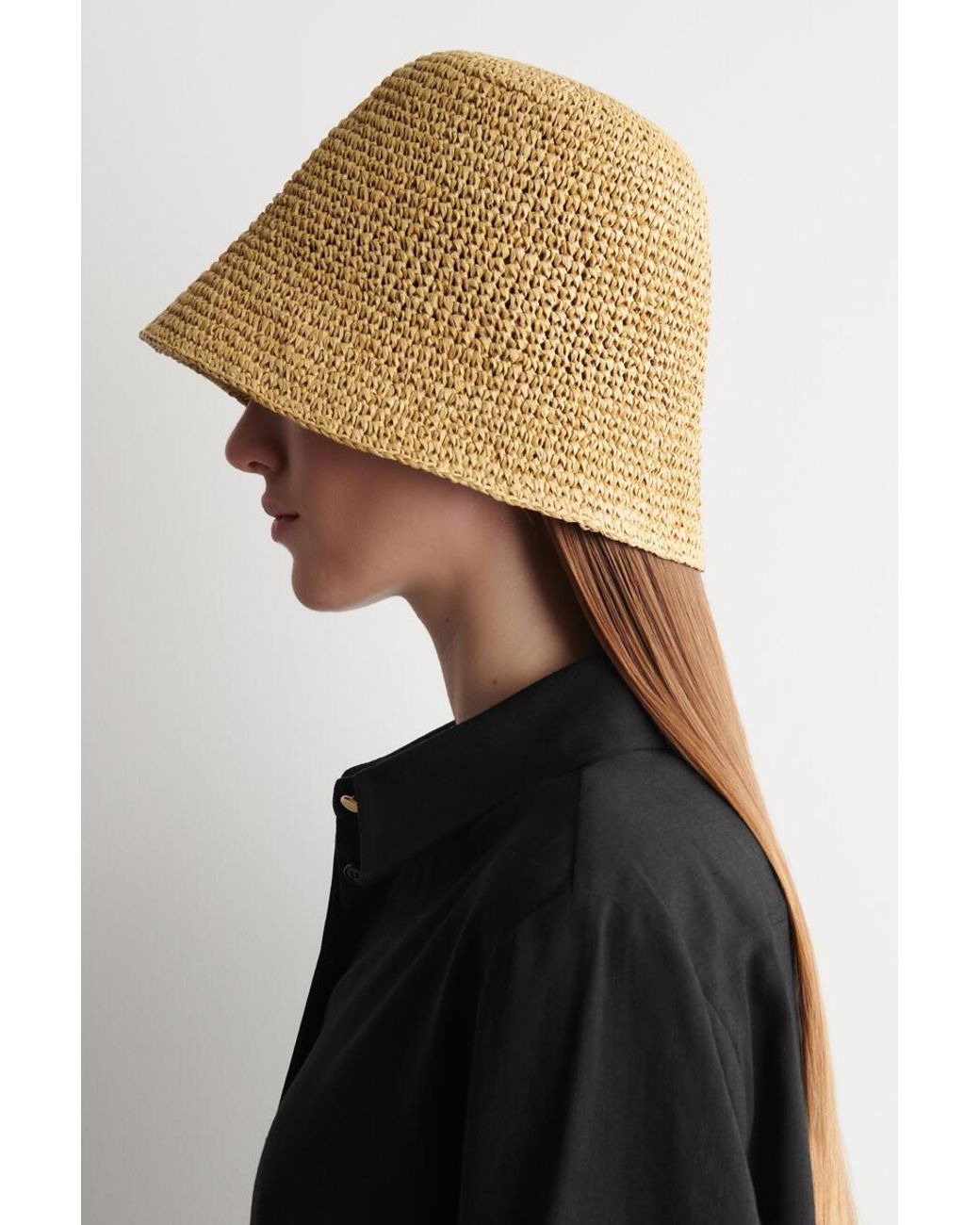 COS Natural Sculpted Straw Bucket Hat