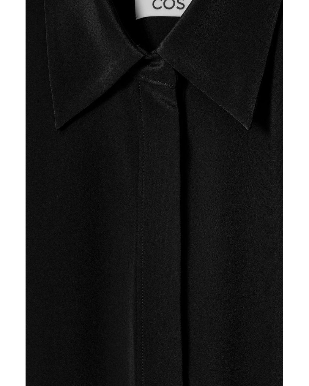 COS Black Longline Silk Shirt